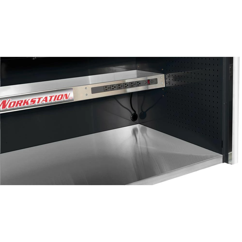 Promo 🎁 55 in. Power Workstation Professional Hutch with Stainless Steel Shelf and Work Surface in Black by Extreme Tools 😍 6 Promo 🎁 55 in. Power Workstation Professional Hutch with Stainless Steel Shelf and Work Surface in Black by Extreme Tools 😍 - Image 4