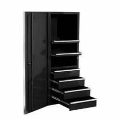 Discount 🌟 24 in. 4-Drawer 2-Shelf Professional Side Tool Chest in Black by Extreme Tools 🔔 -Sunex Tools Sales black gloss powder coat finish with anodized chrome handles extreme tools side tool cabinets lockers ex2404scbk c3 1000