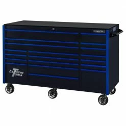 Best deal 🔔 RX Series 72 in. 19 -Drawer Roller Cabinet Tool Chest in Black with Blue Handles by Extreme Tools ⭐