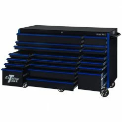 Best deal 🔔 RX Series 72 in. 19 -Drawer Roller Cabinet Tool Chest in Black with Blue Handles by Extreme Tools ⭐ 7 Best deal 🔔 RX Series 72 in. 19 -Drawer Roller Cabinet Tool Chest in Black with Blue Handles by Extreme Tools ⭐ -Sunex Tools Sales black gloss powder coat finish with blue anodized drawer pulls extreme tools tool cabinets rx722519rcbkbu x c3 1000