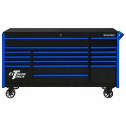 Sunex Tools Sales 39 Best Pirce ๐ DX Series 72 in. 17-Drawer Roller Cabinet Tool Chest with Mag Wheels in Black with Blue Drawer Pulls by Extreme Tools ๐