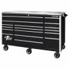 Wholesale 👏 EXQ 72 in. 17-Drawer Black Professional Triple Bank Roller Cabinet 300 lbs. Slides with Chrome Drawer Pulls by Extreme Tools ⌛