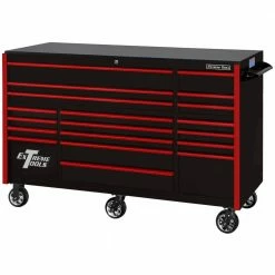 Best Pirce ๐ 72 in. 19-Drawer Roller Cabinet Tool Chest in Black with Red Drawer Pulls by Extreme Tools โจ