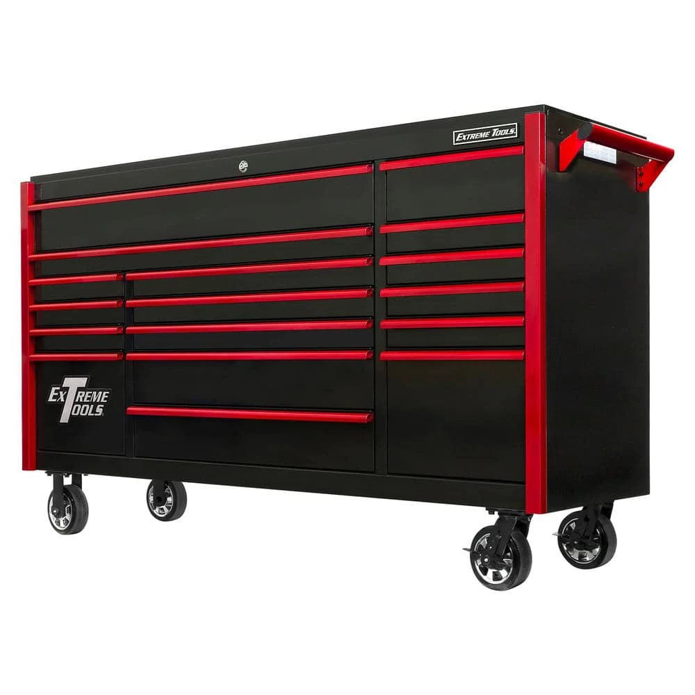 Discount ⭐ DX Series 72 in. 17-Drawer Roller Cabinet Tool Chest with Mag Wheels in Black with Red Drawer Pulls by Extreme Tools 🤩 3 Discount ⭐ DX Series 72 in. 17-Drawer Roller Cabinet Tool Chest with Mag Wheels in Black with Red Drawer Pulls by Extreme Tools 🤩