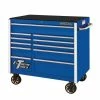 Outlet 🤩 RX Series 41 in. 11-Drawer Roller Cabinet Tool Chest in Blue by Extreme Tools ⭐ -Sunex Tools Sales blue gloss powder coat finish with anodized chrome drawer pulls extreme tools tool cabinets rx412511rcbl 64 1000