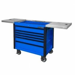 Cheap 🔔 EX Professional 41 in. 6-Drawer Tool Utility Cart with Stainless Steel Slider Top and Bumpers in Blue by Extreme Tools 🥰
