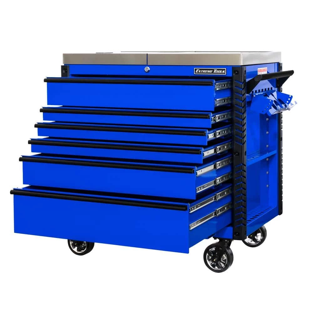 Cheap 🔔 EX Professional 41 in. 6-Drawer Tool Utility Cart with Stainless Steel Slider Top and Bumpers in Blue by Extreme Tools 🥰 4 Cheap 🔔 EX Professional 41 in. 6-Drawer Tool Utility Cart with Stainless Steel Slider Top and Bumpers in Blue by Extreme Tools 🥰 - Image 2