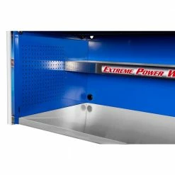 Hot Sale 🔥 55 in. Power Workstation Professional Hutch with Stainless Steel Shelf and Work Surface in Blue by Extreme Tools 🎉 -Sunex Tools Sales blue gloss powder coat finish with chrome handles extreme tools top tool chests ex5501hcbl fa 1000