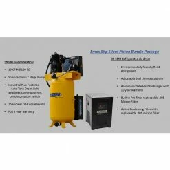 Cheap 😉 Industrial Plus 80 Gal. 5 HP 1-Phase 2-Stage Silent Air Electric Pressure Lube Air Compressor with 30 CFM Dryer Bundle by EMAX 😀 -Sunex Tools Sales emax stationary air compressors hsp05v080i1pk 31 1000
