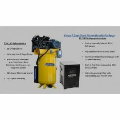 Coupon ✨ Industrial Plus 80 Gal. 7.5 HP 1-Phase 2-Stage Silent Air Electric Pressure Lube Air Compressor with 30 CFM Dryer Bundle by EMAX ⌛ -Sunex Tools Sales emax stationary air compressors hsp07v080v1pk 77 1000