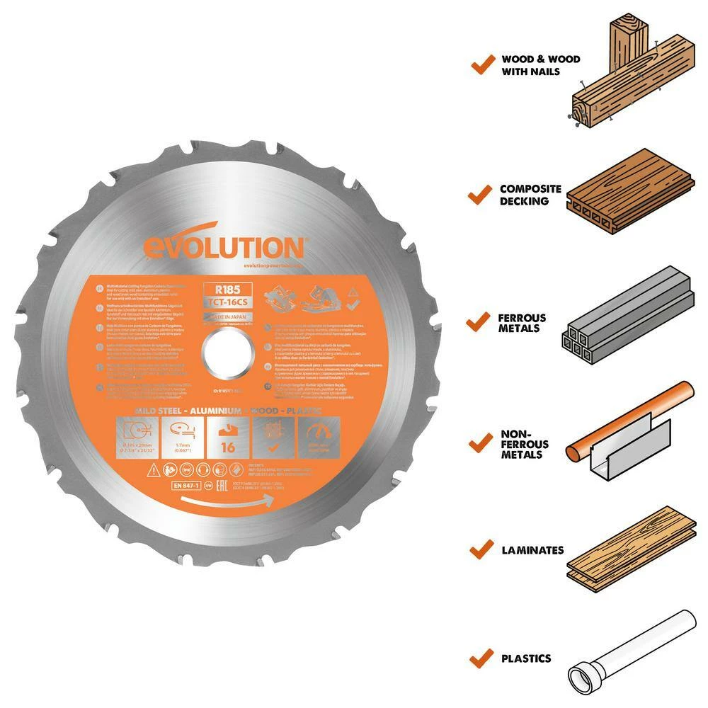 Buy 👏 7-1/4 in. 20-T Multi-Material Replacement Circular and Chop Saw Blade by Evolution Power Tools 😀 4 Buy 👏 7-1/4 in. 20-T Multi-Material Replacement Circular and Chop Saw Blade by Evolution Power Tools 😀 - Image 2