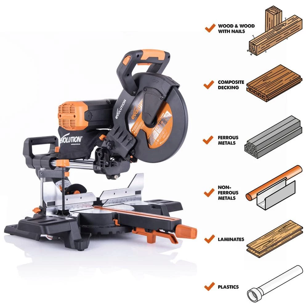 Coupon ๐งจ 15 Amp 10 in. Dual Bevel Sliding Miter Saw with Laser Guide, Dust Bag, 13 ft. Power Cord, and 28-T Multi-Material Blade by Evolution Power Tools ๐ 4 Coupon ๐งจ 15 Amp 10 in. Dual Bevel Sliding Miter Saw with Laser Guide, Dust Bag, 13 ft. Power Cord, and 28-T Multi-Material Blade by Evolution Power Tools ๐ - Image 2