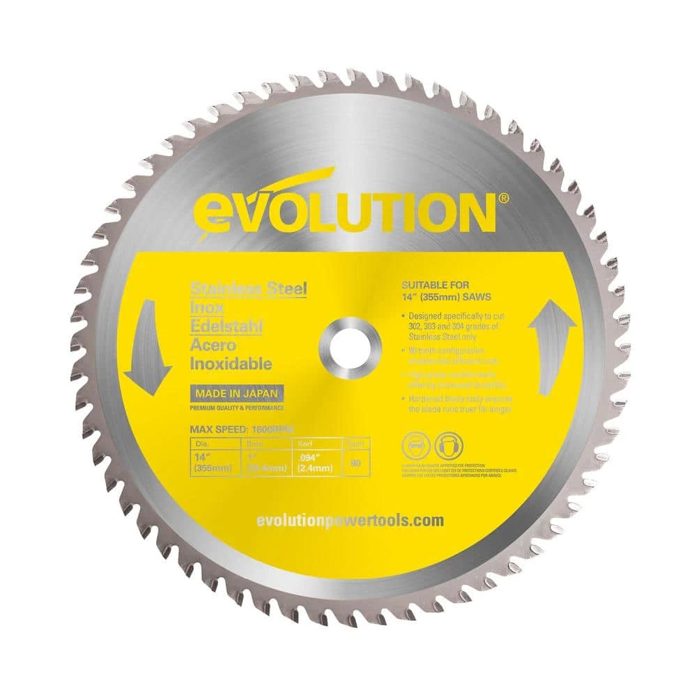 Outlet 😀 14 in. 90-Teeth Stainless-Steel Cutting Saw Blade by Evolution Power Tools 🎉 3 Outlet 😀 14 in. 90-Teeth Stainless-Steel Cutting Saw Blade by Evolution Power Tools 🎉