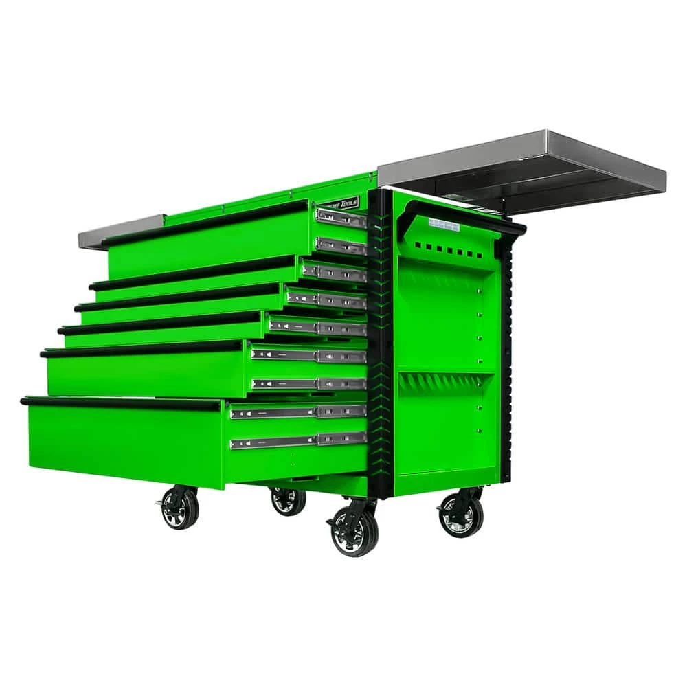 Outlet ⌛ EX Professional 41 in. 6-Drawer Tool Utility Cart with Stainless Steel Slider Top and Bumpers in Lime Green by Extreme Tools 🔥 4 Outlet ⌛ EX Professional 41 in. 6-Drawer Tool Utility Cart with Stainless Steel Slider Top and Bumpers in Lime Green by Extreme Tools 🔥 - Image 2