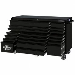 Brand new 😉 72 in. 19-Drawer Roller Cabinet Tool Chest in Matte Black with Black Drawer Pulls by Extreme Tools ✨ -Sunex Tools Sales matte black powder coat finish with black anodized drawer pulls extreme tools tool cabinets rx723019rcmbbk 250 c3 1000
