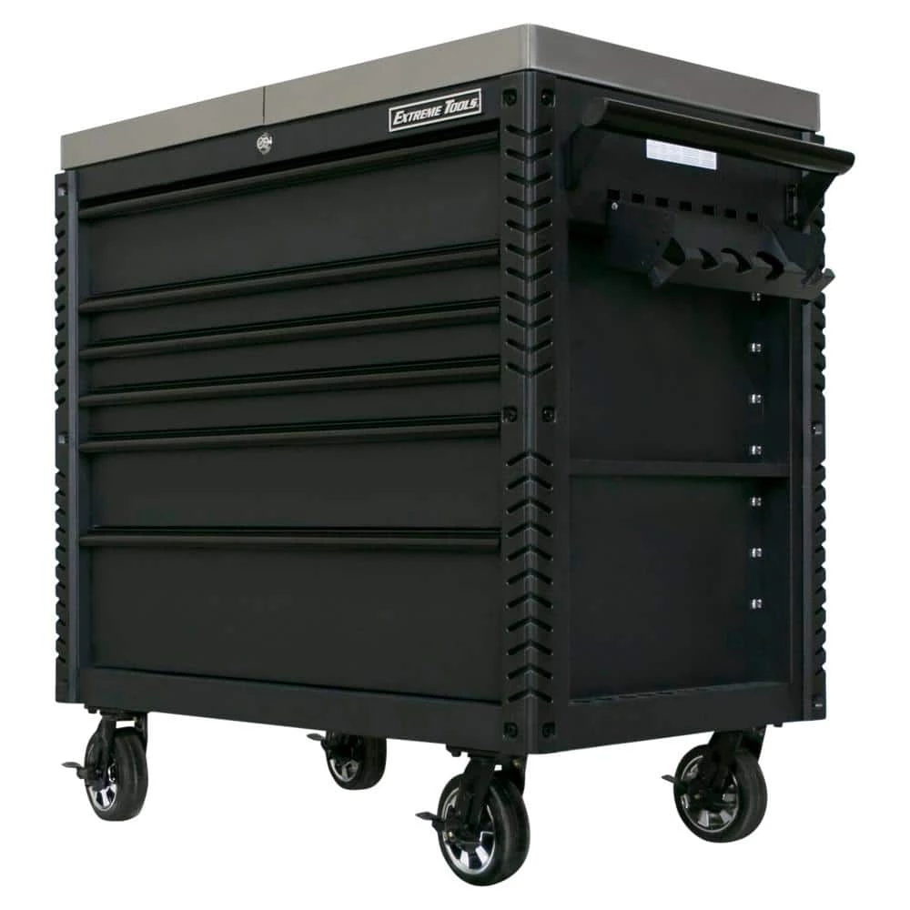 Deals ⌛ EX Professional 41 in. 6-Drawer Tool Utility Cart with Stainless Steel Slider Top and Bumpers in Black by Extreme Tools 🌟 3 Deals ⌛ EX Professional 41 in. 6-Drawer Tool Utility Cart with Stainless Steel Slider Top and Bumpers in Black by Extreme Tools 🌟