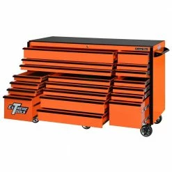 Coupon 🧨 RX 72 in. 19-Drawer Roller Cabinet Tool Chest in Orange with Black Handles and Trim by Extreme Tools 🎉 -Sunex Tools Sales orange gloss powder coat finish with black anodized drawer pulls extreme tools tool cabinets rx722519rcorbk x c3 1000