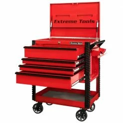 Best reviews of 😉 Professional 33 in. Deluxe 4-Drawer Tool Utility Cart with Bumpers in Red by Extreme Tools ⌛
