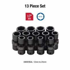 New ❤️ 1/2 in. Drive Metric Universal Impact Socket Set (13-Piece) by SUNEX TOOLS ✔️ -Sunex Tools Sales sunex tools impact socket sets 2665 c3 1000