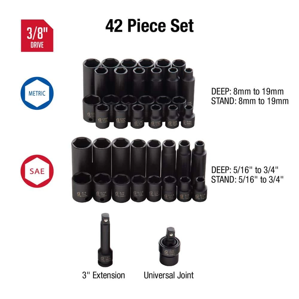 Deals 🔥 3/8 in. Drive Master Impact Socket Set (42-Piece) by SUNEX TOOLS 👍 5 Deals 🔥 3/8 in. Drive Master Impact Socket Set (42-Piece) by SUNEX TOOLS 👍 - Image 3